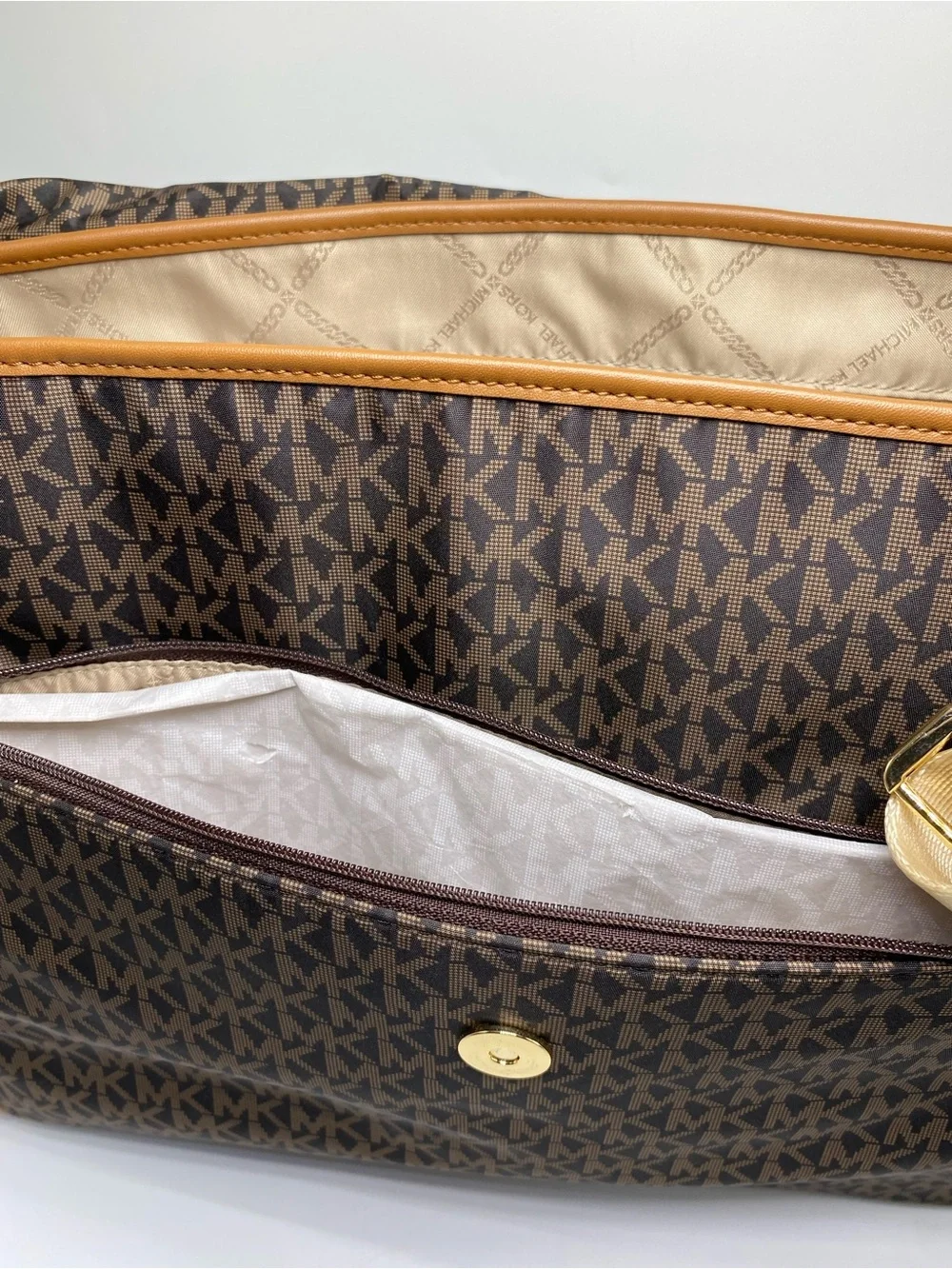 Michael Kors Brown Logo Diaper messenger bag